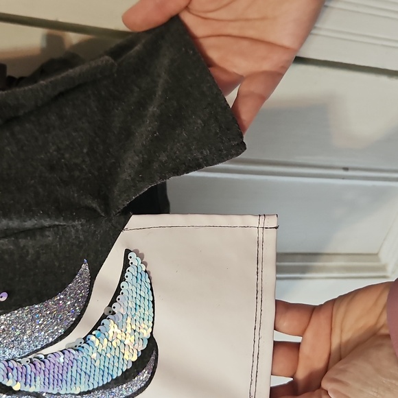 Justice Gray Sequin Long Sleeve Unicorn Top 14/16 - Picture 6 of 8